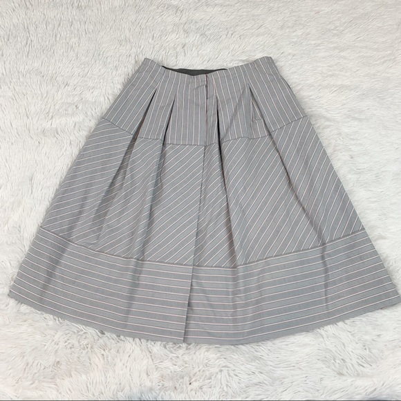Piazza Sempione New striped pleated knee length Skirt front snap button - Picture 3 of 13